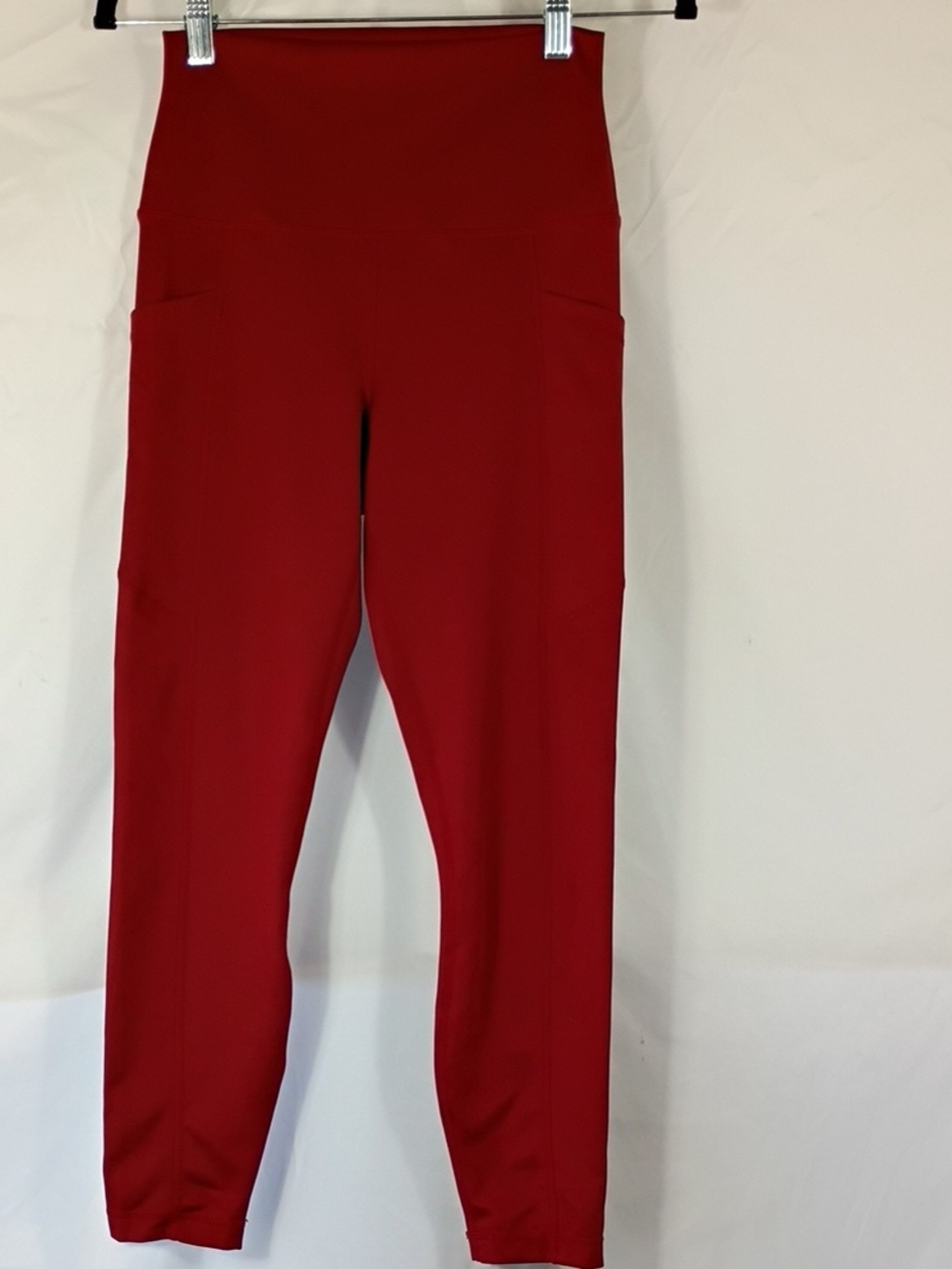 EUC Velocity Burgundy High-Waist Red Leggings with Side Pockets Women's Size Med